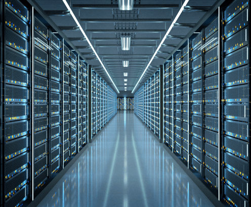 View of a Server room data center - 3d rendering