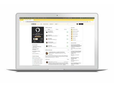 laptop with crewbiz homepage open