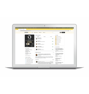 laptop with crewbiz homepage open