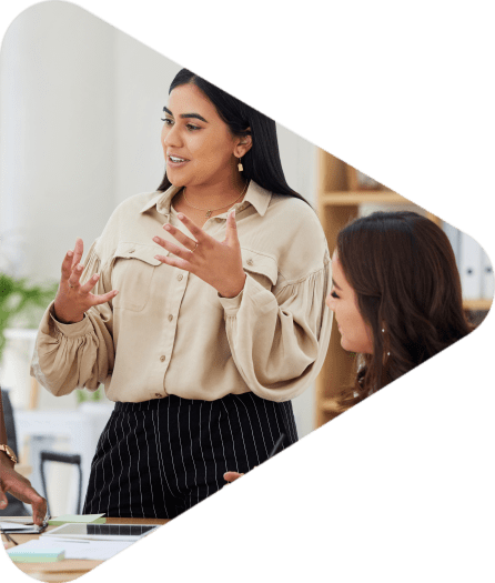 Diverse group, teamwork and young business women brainstorming, collaboration or cooperation. Ambitious confident professional team of colleagues talking and planning a marketing strategy together.